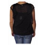 Liu Jo - Top with Lace and Ruffle Details - Black - Made in Italy - Luxury Exclusive Collection