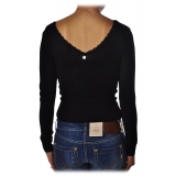 Liu Jo - Fitted Top with Boat Neckline - Black - Made in Italy - Luxury Exclusive Collection