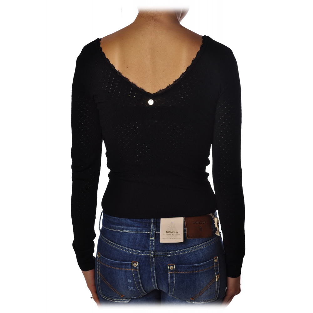 Liu Jo - Fitted Top with Boat Neckline - Black - Made in Italy - Luxury  Exclusive Collection - Avvenice