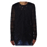 Liu Jo - Collarless Lace Shirt - Black - Shirts - Made in Italy - Luxury Exclusive Collection