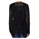 Liu Jo - Collarless Lace Shirt - Black - Shirts - Made in Italy - Luxury Exclusive Collection