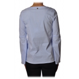 Liu Jo - Pinstripe Patterned Shirt with Embroidery - Light Blue - Shirts - Made in Italy - Luxury Exclusive Collection