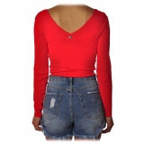 Liu Jo - Fitted Top with Boat Neckline - Red - Made in Italy - Luxury Exclusive Collection