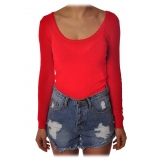 Liu Jo - Fitted Top with Boat Neckline - Red - Made in Italy - Luxury Exclusive Collection