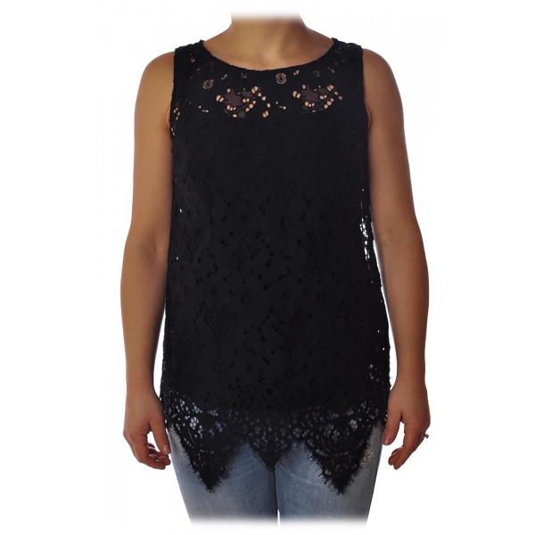 Liu Jo - Top in Pizzo Senza Maniche - Nero - Top - Made in Italy - Luxury Exclusive Collection