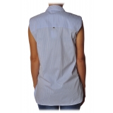 Liu Jo - Striped Top with Lace Detail - Light Blue - Made in Italy - Luxury Exclusive Collection