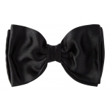 Viola Milano - Black Ready-Tie Grosgrain Bow-Tie - Handmade in Italy - Luxury Exclusive Collection