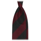 Viola Milano - Block Stripe 3-Fold Grenadine Tie - Red/Forest - Handmade in Italy - Luxury Exclusive Collection
