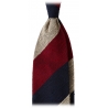 Viola Milano - Block Stripe Woven Grenadine/Shantung Tie - Natural Mix - Handmade in Italy - Luxury Exclusive Collection