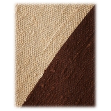 Viola Milano - Block Stripe Handrolled Woven Shantung Tie - Brown/Sand - Handmade in Italy - Luxury Exclusive Collection