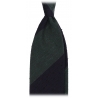 Viola Milano - Block Stripe Handrolled Woven Shantung Tie - Navy/Forest - Handmade in Italy - Luxury Exclusive Collection