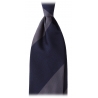 Viola Milano - Block Stripe Handrolled Woven Silk Jacquard Tie - Navy/Sea - Handmade in Italy - Luxury Exclusive Collection