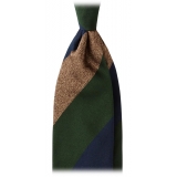 Viola Milano - Block Stripe Handrolled Woven Silk Jacquard Tie - Green Mix - Handmade in Italy - Luxury Exclusive Collection