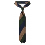 Viola Milano - Block Stripe Handrolled Woven Silk Jacquard Tie - Green Mix - Handmade in Italy - Luxury Exclusive Collection