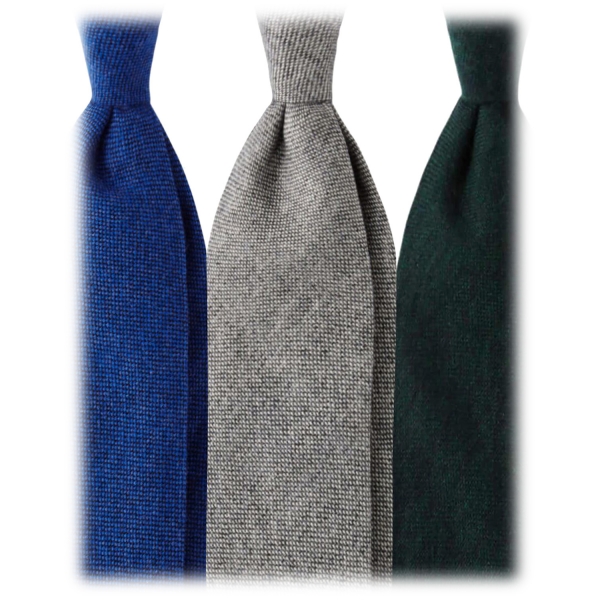 Viola Milano - Box of 3 X Solid 3-fold Handrolled 100% Cashmere Ties - Handmade in Italy - Luxury Exclusive Collection