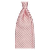 Viola Milano - Chain Circle Handprinted Selftipped Silk Tie - Pink/White - Handmade in Italy - Luxury Exclusive Collection