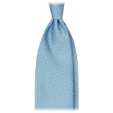 Viola Milano - Chain Circle Selftipped Italian Silk Tie - Light Blue - Handmade in Italy - Luxury Exclusive Collection