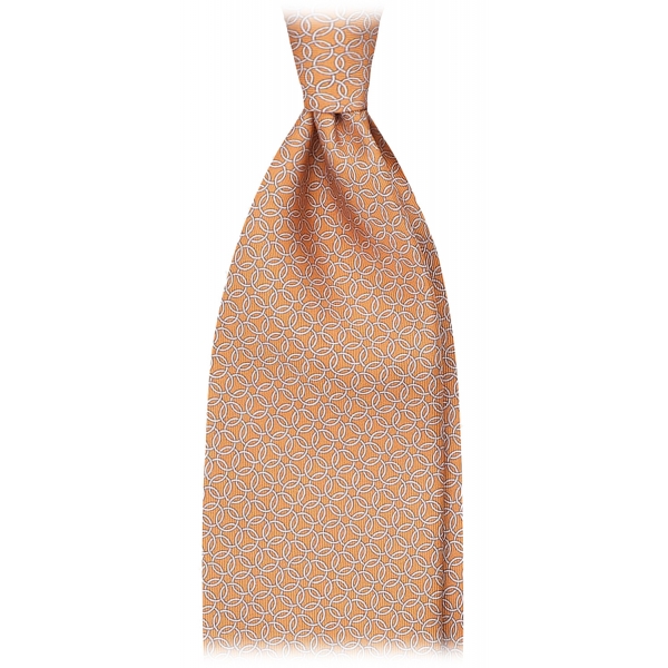Viola Milano - Chain Circle Selftipped Italian Silk Tie - Orange - Handmade in Italy - Luxury Exclusive Collection