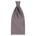 Viola Milano - Chain Lock Selftipped Italian Silk Tie - Grey Mix - Handmade in Italy - Luxury Exclusive Collection