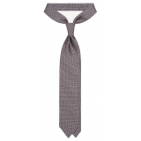 Viola Milano - Chain Lock Selftipped Italian Silk Tie - Grey Mix - Handmade in Italy - Luxury Exclusive Collection