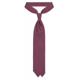 Viola Milano - Chain Lock Selftipped Italian Silk Tie - Navy/Wine - Handmade in Italy - Luxury Exclusive Collection