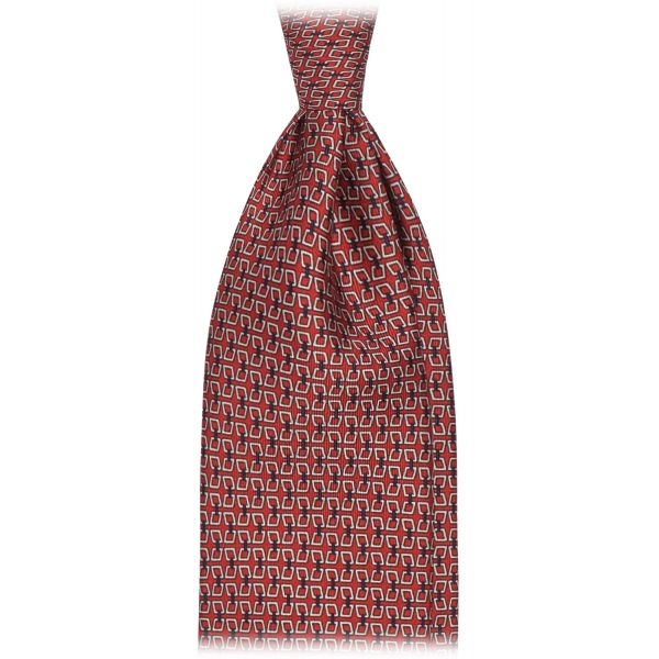 Viola Milano - Chain Lock Selftipped Italian Silk Tie - Red Mix - Handmade in Italy - Luxury Exclusive Collection