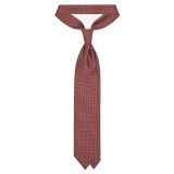 Viola Milano - Chain Lock Selftipped Italian Silk Tie - Red Mix - Handmade in Italy - Luxury Exclusive Collection