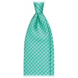 Viola Milano - Chain Pattern Selftipped Silk Tie - Menthol - Handmade in Italy - Luxury Exclusive Collection