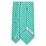 Viola Milano - Chain Pattern Selftipped Silk Tie - Menthol - Handmade in Italy - Luxury Exclusive Collection