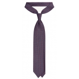 Viola Milano - Chain Pattern Selftipped Silk Tie - Navy - Handmade in Italy - Luxury Exclusive Collection
