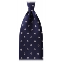 Viola Milano - Circle Printed Selftipped Italian Silk Tie - Navy/White - Handmade in Italy - Luxury Exclusive Collection