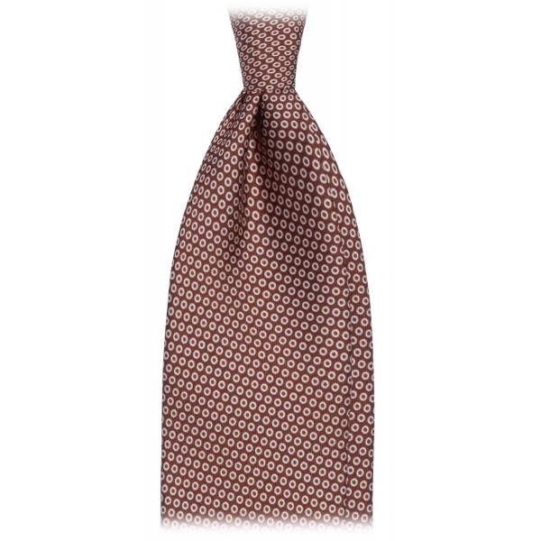 Viola Milano - Classic Circle Selftipped Italian Silk Tie - Brown Mix - Handmade in Italy - Luxury Exclusive Collection