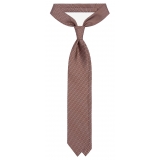 Viola Milano - Classic Circle Selftipped Italian Silk Tie - Brown Mix - Handmade in Italy - Luxury Exclusive Collection