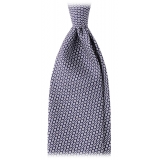 Viola Milano - Classic Circle Selftipped Italian Silk Tie - Navy/White - Handmade in Italy - Luxury Exclusive Collection