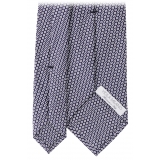 Viola Milano - Classic Circle Selftipped Italian Silk Tie - Navy/White - Handmade in Italy - Luxury Exclusive Collection