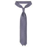 Viola Milano - Classic Circle Selftipped Italian Silk Tie - Navy/White - Handmade in Italy - Luxury Exclusive Collection