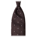 Viola Milano - Classic Polka Dot 3-Fold Grenadine Tie - Brown/White - Handmade in Italy - Luxury Exclusive Collection