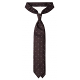 Viola Milano - Classic Polka Dot 3-Fold Grenadine Tie - Brown/White - Handmade in Italy - Luxury Exclusive Collection