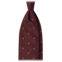 Viola Milano - Classic Polka Dot 3-Fold Grenadine Tie - Burgundy/Pink - Handmade in Italy - Luxury Exclusive Collection