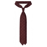 Viola Milano - Classic Polka Dot 3-Fold Grenadine Tie - Burgundy/Pink - Handmade in Italy - Luxury Exclusive Collection