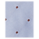 Viola Milano - Classic Polka Dot 3-Fold Grenadine Tie - Light Blue/Brown - Handmade in Italy - Luxury Exclusive Collection