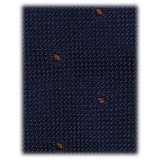 Viola Milano - Classic Polka Dot 3-Fold Grenadine Tie - Navy/Brown - Handmade in Italy - Luxury Exclusive Collection