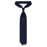 Viola Milano - Classic Polka Dot 3-Fold Grenadine Tie - Navy/Brown - Handmade in Italy - Luxury Exclusive Collection