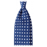 Viola Milano - Classic Polka Dot Selftipped Silk Tie - Blue/White - Handmade in Italy - Luxury Exclusive Collection