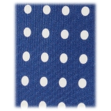 Viola Milano - Classic Polka Dot Selftipped Silk Tie - Blue/White - Handmade in Italy - Luxury Exclusive Collection