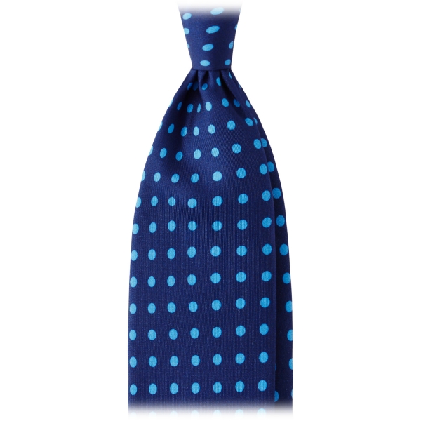 Viola Milano - Classic Polka Dot Selftipped Silk Tie - Blue/Sky - Handmade in Italy - Luxury Exclusive Collection