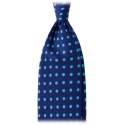 Viola Milano - Classic Polka Dot Selftipped Silk Tie - Blue/Sky - Handmade in Italy - Luxury Exclusive Collection