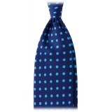 Viola Milano - Classic Polka Dot Selftipped Silk Tie - Blue/Sky - Handmade in Italy - Luxury Exclusive Collection