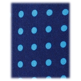 Viola Milano - Classic Polka Dot Selftipped Silk Tie - Blue/Sky - Handmade in Italy - Luxury Exclusive Collection