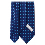 Viola Milano - Classic Polka Dot Selftipped Silk Tie - Blue/Sky - Handmade in Italy - Luxury Exclusive Collection